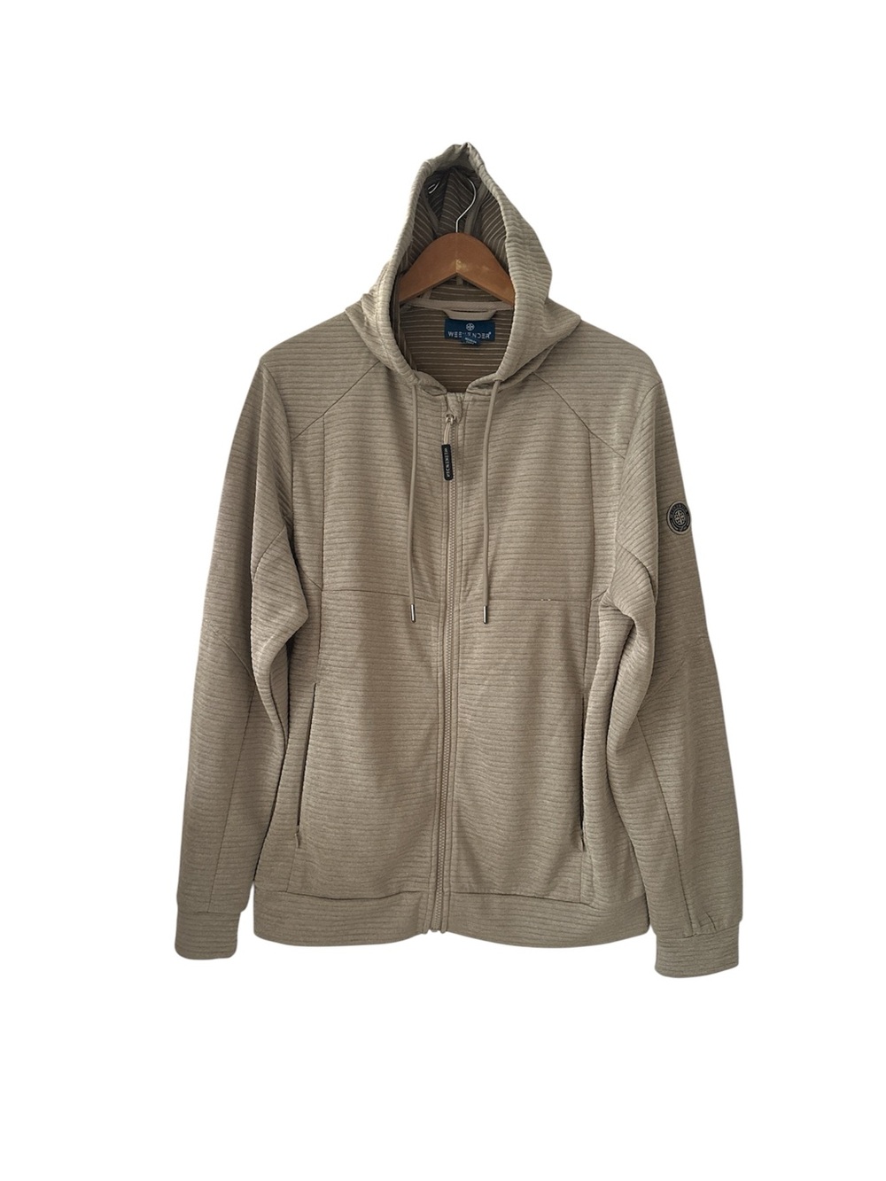 Weekender Hooded Zip-Up Sweater Jacket - Tan Like New sz M